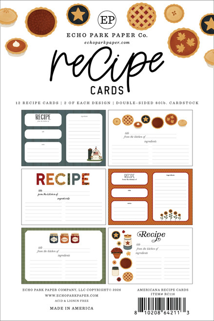 Echo Park Recipe Cards 4"X6"-Americana - 5A003HSP-1HD3Y Echo Park Recipe Cards 4"X6"-Americana - 5A003HSP-1HD3Y