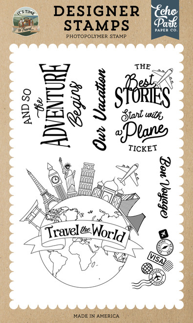 Echo Park It's Time To Travel Stamp Set-Travel The World Globe - 5A003HVL-1HD47 - 810208640997