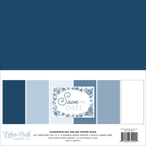 Echo Park Solids Kit 12"X12"-Save The Date - 5A003J2C-1HD56 - 810208642021