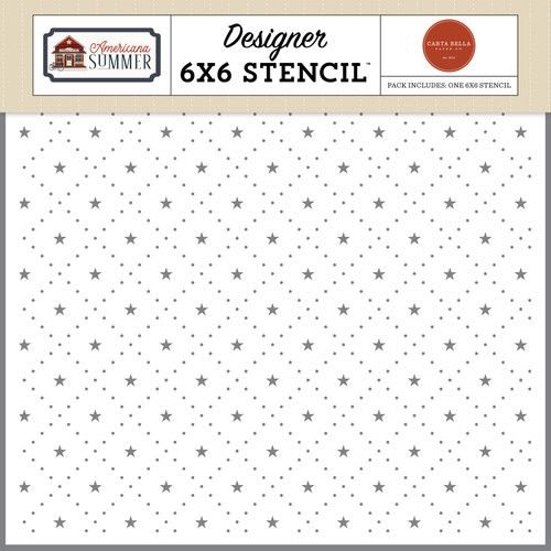 Carta Bella Americana Summer Stencil 6"X6"-Quilted Stars - 5A003HVV-1HD34 - 810208645787 Carta Bella Americana Summer Stencil 6"X6"-Quilted Stars - 5A003HVV-1HD34 - 810208645787