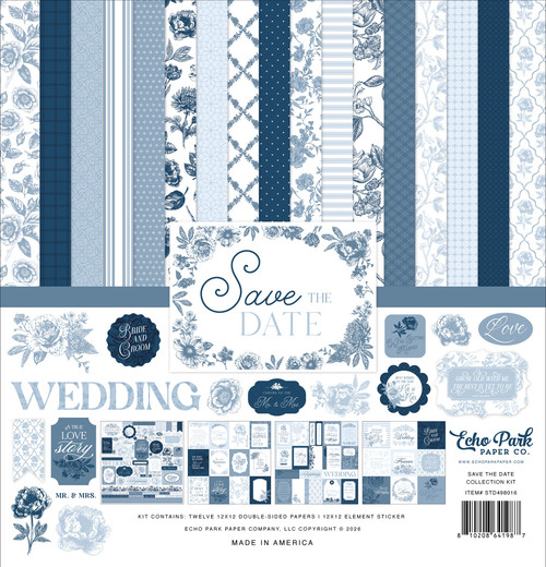 Echo Park Collection Kit 12"X12"-Save The Date - 5A003J16-1HD5V - 810208641987 Echo Park Collection Kit 12"X12"-Save The Date - 5A003J16-1HD5V - 810208641987