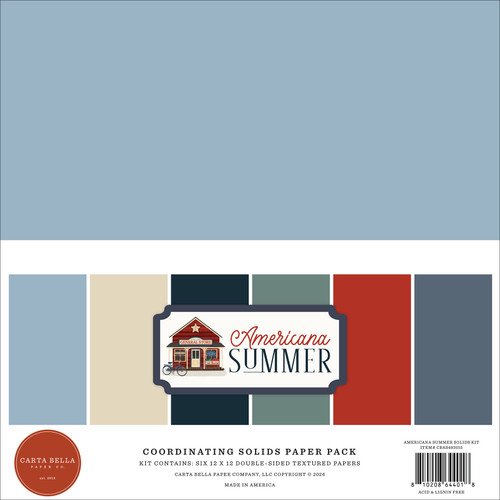Carta Bella Solids Collection Kit 12"X12"-Americana Summer - 5A003HY0-1HD18 - 810208644018 Carta Bella Solids Collection Kit 12"X12"-Americana Summer - 5A003HY0-1HD18 - 810208644018