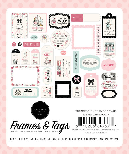 Carta Bella Tags & Frames Ephemera-French Girl - 5A003HP3-1HCYK