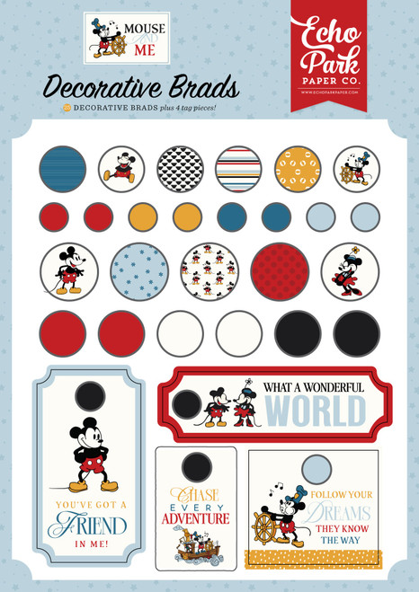 Echo Park Decorative Brads-Mouse And Me - 5A003HNS-1HCYN - 810192598953