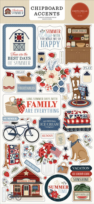 Carta Bella Chipboard Accents 6"X13"-Americana Summer - 5A003HVM-1HCZZ - 810208641130 Carta Bella Chipboard Accents 6"X13"-Americana Summer - 5A003HVM-1HCZZ - 810208641130