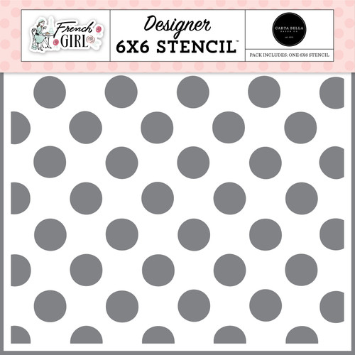 Carta Bella French Girl Stencil 6"X6"-Dress Me Up Dots - 5A003HNQ-1HCXH - 810208644476