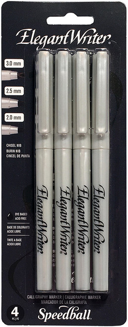 Speedball Elegant Writer Calligraphy Markers 4/Pkg-Black - SB2880 - 651032028809
