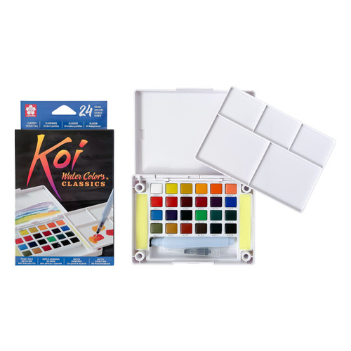 Koi Watercolor Pocket Field Sketch Box - 24 Colors-Assorted Colors - XNCW24N