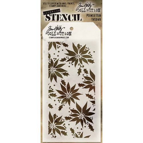 Tim Holtz Layered Stencil 4.125"X8.5"-Poinsettia - THS-049