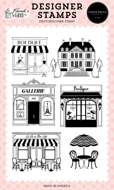 Carta Bella French Girl Stamp Set-French Streets - 5A003HQB-1HCXV - 810192599615