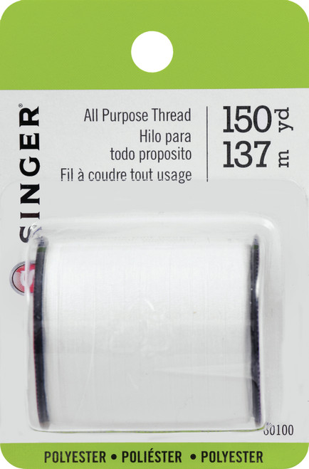 SINGER All-Purpose Polyester Thread 150yd-White - 60000-60100 - 075691601003