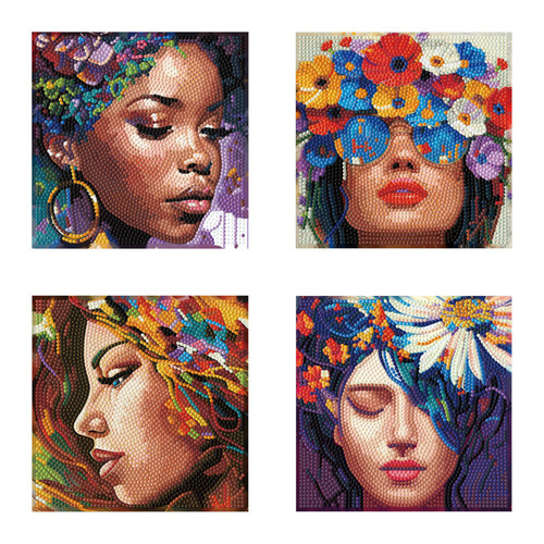 Diamond Dotz Mini Dotz Diamond Art Kit 5"X5"-Four Beauties - 5A0030VW-1H2C0
