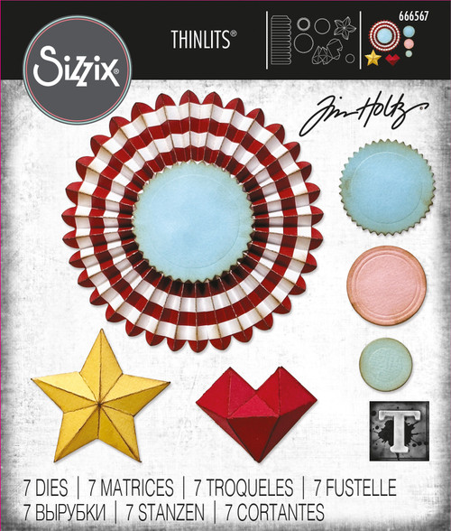 Sizzix Thinlits Dies By Tim Holtz 6/Pkg-Vault Rosettes - 666567 - 630454288497