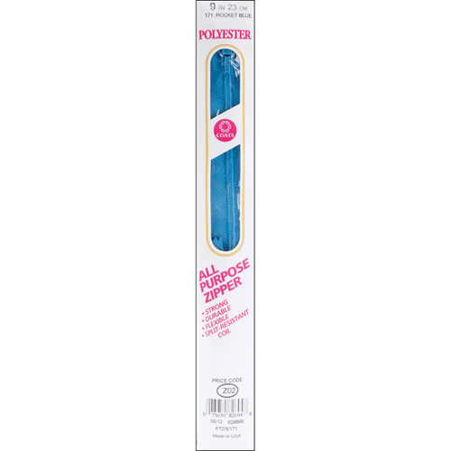 Coats All-Purpose Plastic Zipper 9"-Rocket Blue - F72 9-171 - 073650826948