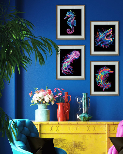 Diamond Dotz Dotzies Flock Diamond Art Kit 8"X10"-Neon Sea Life - 5A0030VJ-1H2BJ