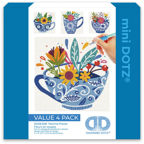 Diamond Dotz Mini Dotz Diamond Art Kit 5"X5"-Teatime Posies - 5A0030VF-1H2BM - 4895225942442