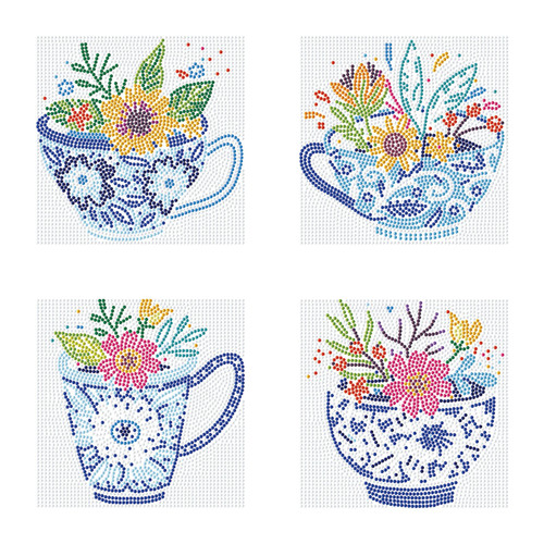 Diamond Dotz Mini Dotz Diamond Art Kit 5"X5"-Teatime Posies - 5A0030VF-1H2BM