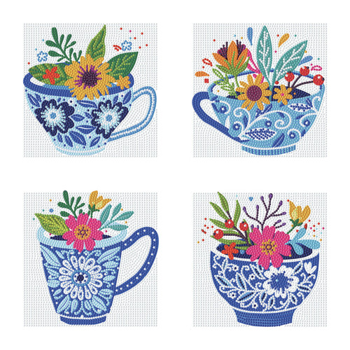 Diamond Dotz Mini Dotz Diamond Art Kit 5"X5"-Teatime Posies - 5A0030VF-1H2BM