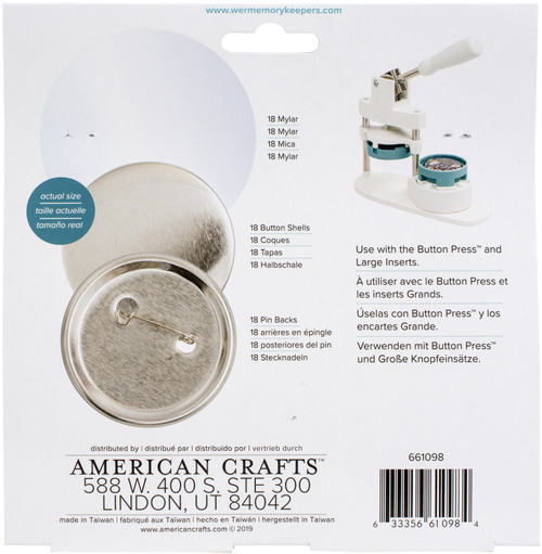 We R Button Press Refill Pack 18/Pkg-Large (58mm) - WR661098