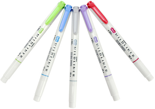 Zebra Mildliner Double Ended Marker Bold & Fine Point 5/Pkg-Cool & Refined - 78205 Zebra Mildliner Double Ended Marker Bold & Fine Point 5/Pkg-Cool & Refined - 78205