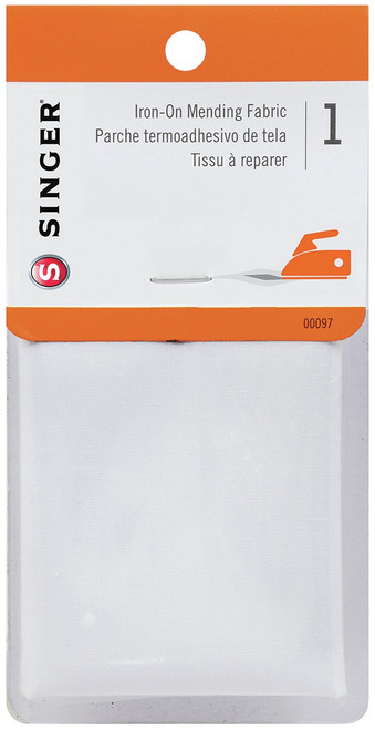 SINGER Iron-On Mending Fabric 7"X16"-White - 00097 - 075691000974 SINGER Iron-On Mending Fabric 7"X16"-White - 00097 - 075691000974
