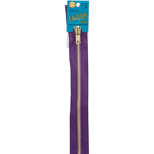 Coats Fashion Metal Brass Separating Zipper 24"-Purple - F25F 24-0098 - 073650846397