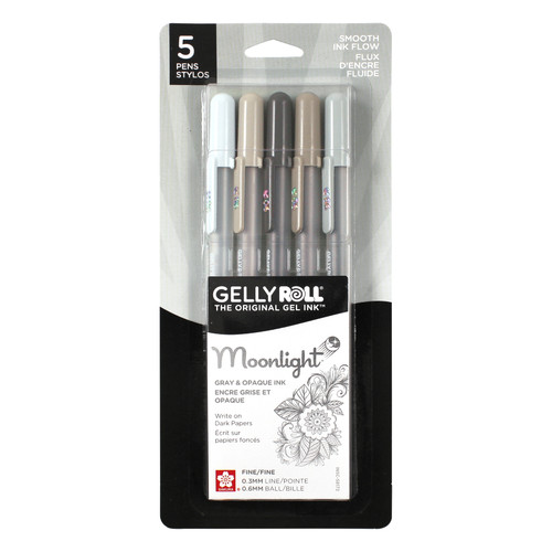 Gelly Roll Moonlight Fine Point Pens 5/Pkg-Grays - 58172 - 053482581727