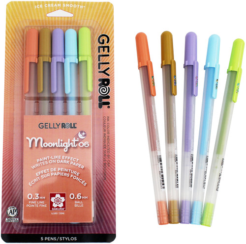 Sakura Gelly Roll Moonlight Fine Point Pens 5/Pkg-Solar - 58171 - 053482581710