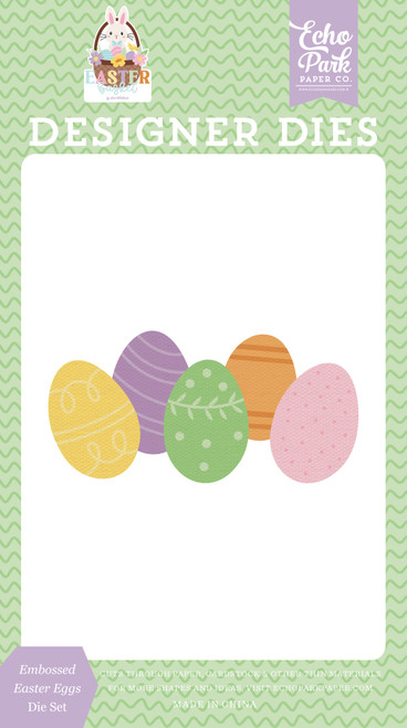 3 Pack - Echo Park Easter Basket Die Set-Embossed Easter Eggs - 5A003HJL-1HCP8 - 810192599400