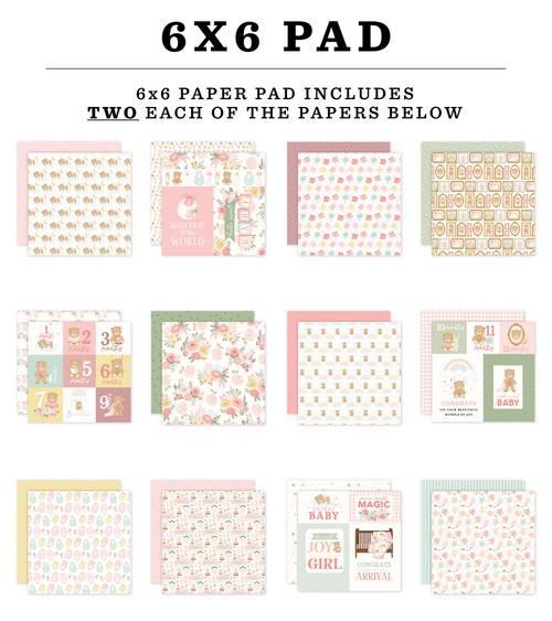 3 Pack - Carta Bella Double-Sided Paper Pad 6"X6"-Little Lullabies - Baby Girl - 5A003HDX-1HCR0