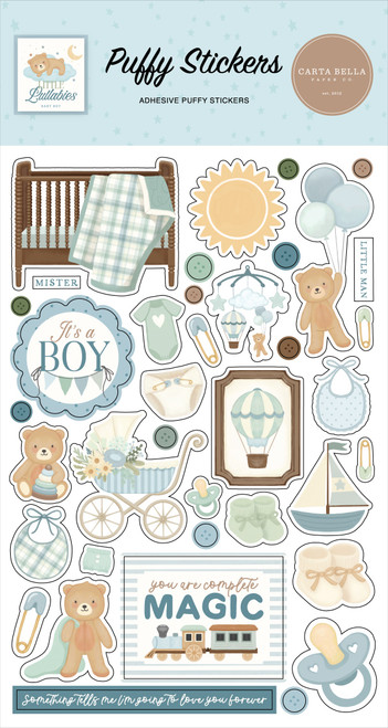 3 Pack - Carta Bella Puffy Stickers-Little Lullabies - Baby Boy - 5A003HF3-1HCNY - 810192599059