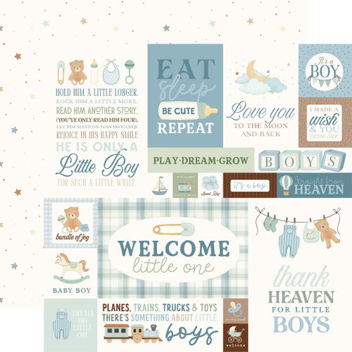 25 Pack - Carta Bella Little Lullabies Baby Boy Cardstock 12"X12"-Baby Boy Journaling Cards - 5A003HG8-1HCPV - 810208640522