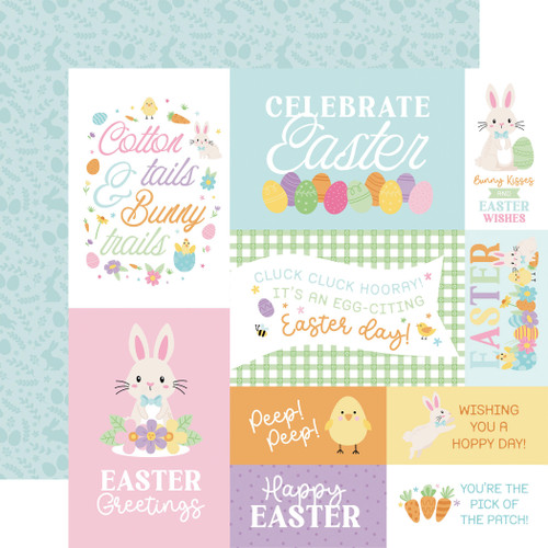 25 Pack - Echo Park Easter Basket Cardstock 12"X12"-Multi Journaling Cards - 5A003HJK-1HCPW - 810208643141