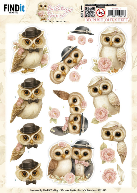 10 Pack - Find It Trading Owlways Yours 3D Pushout Sheet-Charm - 5A003H76-1HCJ9 - 8718715156623