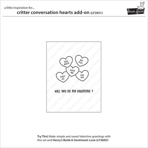 3 Pack - Lawn Fawn Clear Stamps-Critter Conversation Hearts Add-On - 5A003GSG-1HBVG