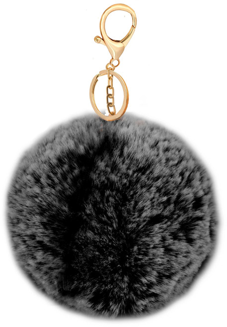 3 Pack - Pepperell Braiding Faux Fur Zipper Poms-Black Frosted - 5A003H06-P002 - 725879848910