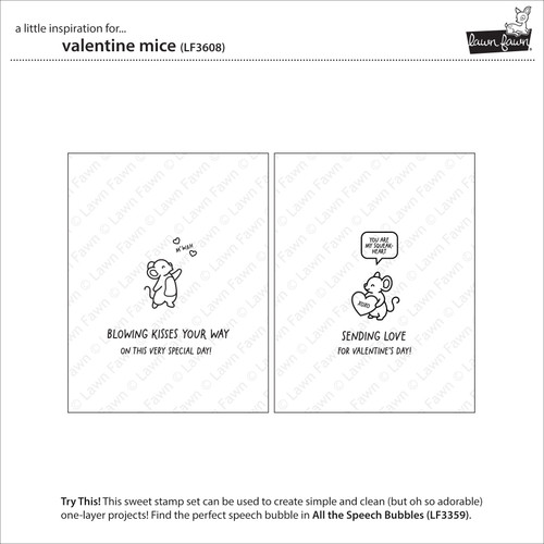 2 Pack - Lawn Fawn Clear Stamps-Valentine Mice - 5A003GSS-1HBTW