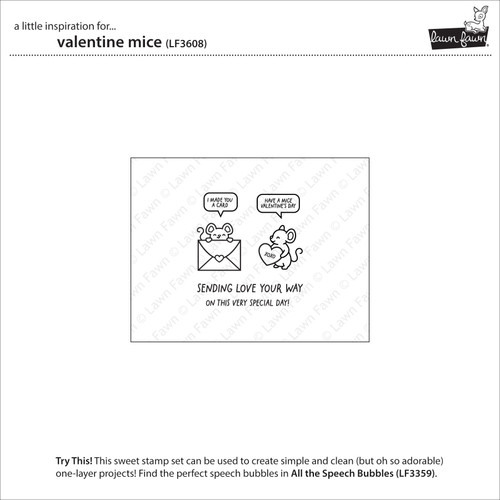 2 Pack - Lawn Fawn Clear Stamps-Valentine Mice - 5A003GSS-1HBTW