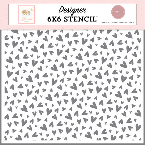 3 Pack - Carta Bella Little Lullabies Baby Girl Stencil 6"X6"-Happy Girl Hearts - 5A003HHP-1HCM7 - 810208644353
