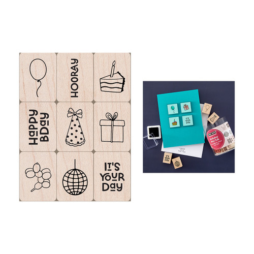 2 Pack - Hero Arts Mini Tub Woodblock Stamps-Birthday - 5A003H1K-1HC6S