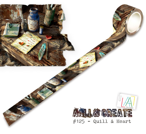 3 Pack - AALL And Create Layer-It-Up Washi Tape-Quill & Heart - 5A003GHR-1HBKG - 5060979168298
