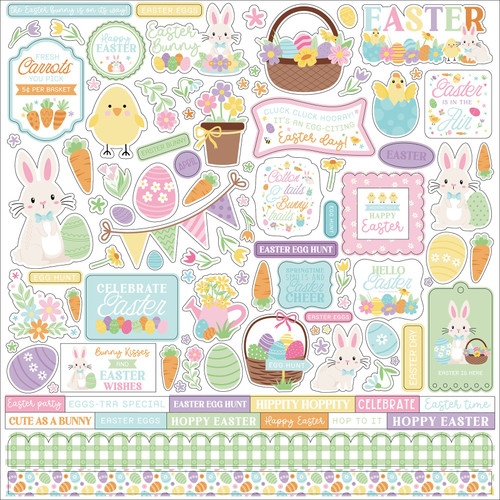 Echo Park Elements Cardstock Stickers 12"X12"-Easter Basket - 5A003HG1-1HCQB - 810208643226