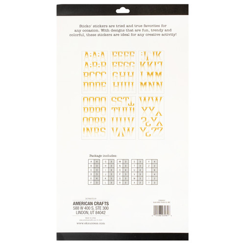 3 Pack - Sticko Alphabet Stickers-STI Gold Glitter Ombr XL ABC - 5A002QSR-1GS18