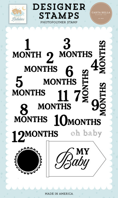 Carta Bella Little Lullabies Baby Boy Stamp Set-Oh Baby Months - 5A003HH8-1HCN6 - 810208641796
