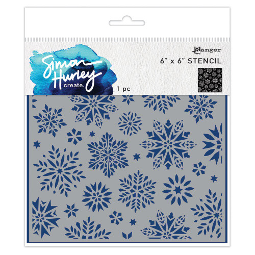Simon Hurley create. Layering Stencil 6"X6"-Dazzling Snowflakes - 5A003GJY-1HBLK - 789541091653