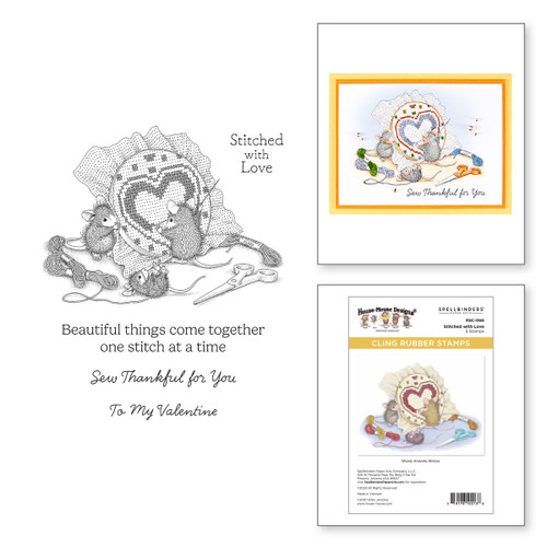 House Mouse Cling Rubber Stamp-Stiched With Love - 5A003H1B-1HC6N
