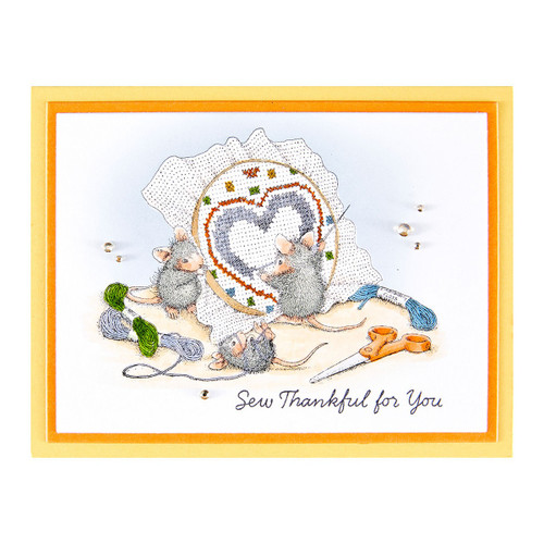 House Mouse Cling Rubber Stamp-Stiched With Love - 5A003H1B-1HC6N
