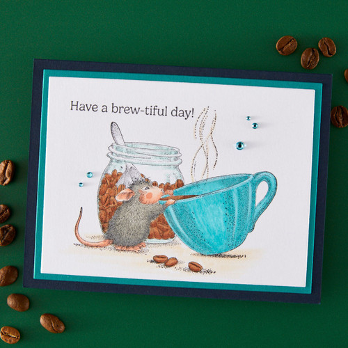 House Mouse Cling Rubber Stamp-Brew-tiful Day - 5A003H1H-1HC6R