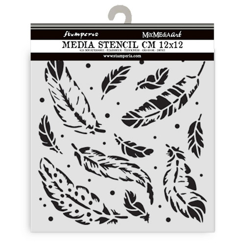 Stamperia Stencil 4.72"X 4.72"-Herbarium Silvae Feather Pattern - 5A003GG2-1HBH6 - 5993110048992