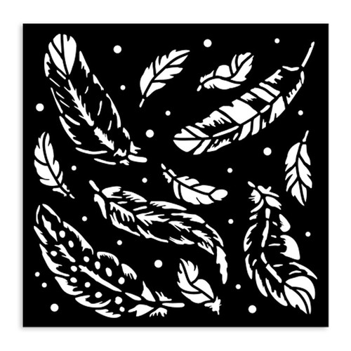 Stamperia Stencil 4.72"X 4.72"-Herbarium Silvae Feather Pattern - 5A003GG2-1HBH6